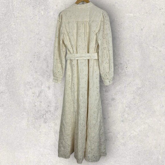 Sezane Bella Dress Ecru Embroidery White Size 40 French US 8 Romantic Maxi Boho - Picture 5 of 16